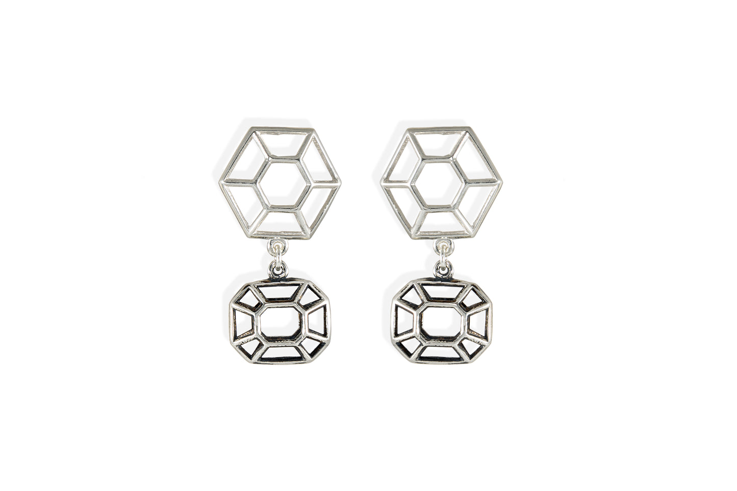 Double Round Emerald | silver earrings