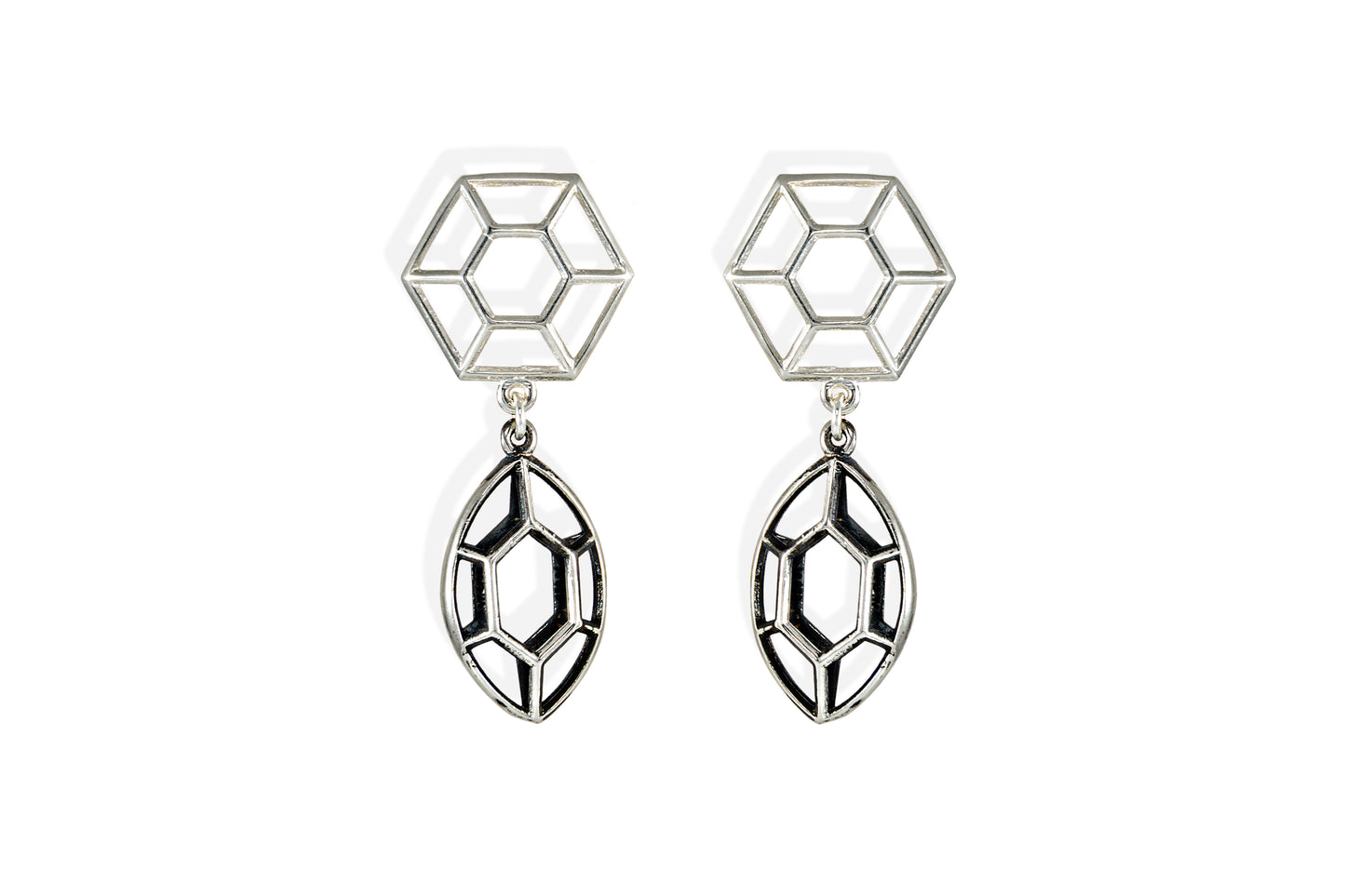 Double Round Navette | silver earrings