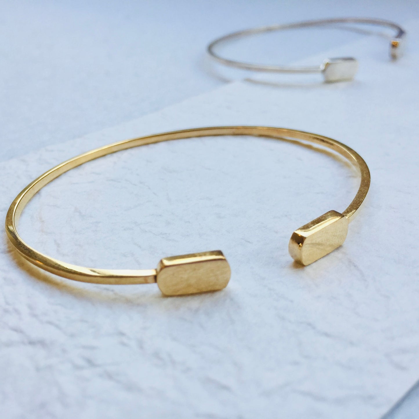 double tiny tag bracelet | silver cuff bracelet