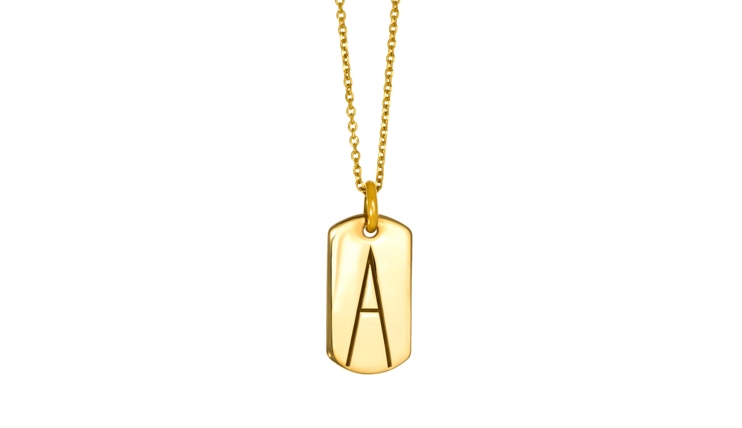 Monogram | tiny tag 18k gold plated vermeil pendant