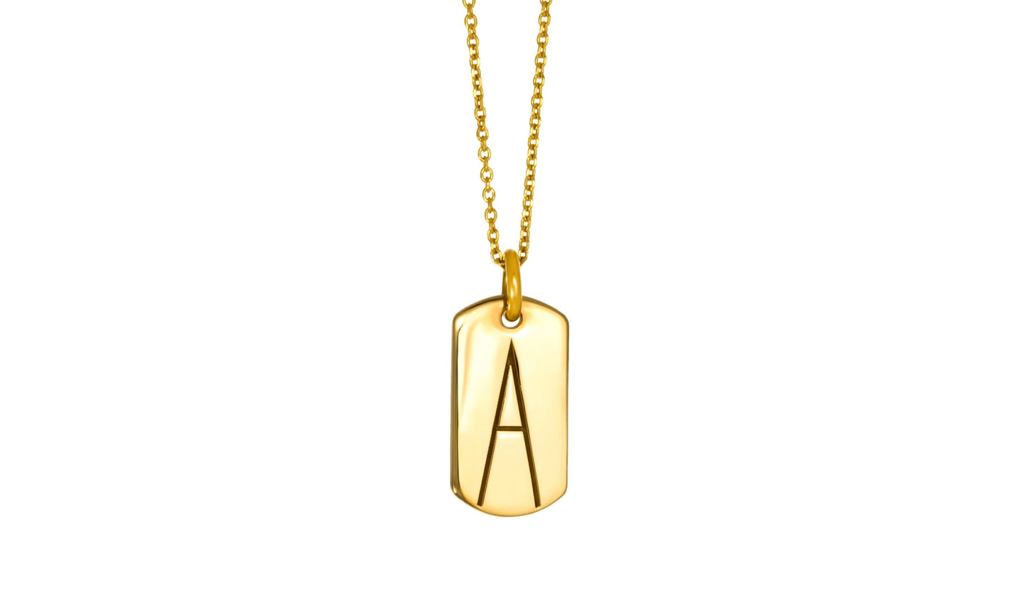 Monogram | mini tag 18k gold plated vermeil pendant