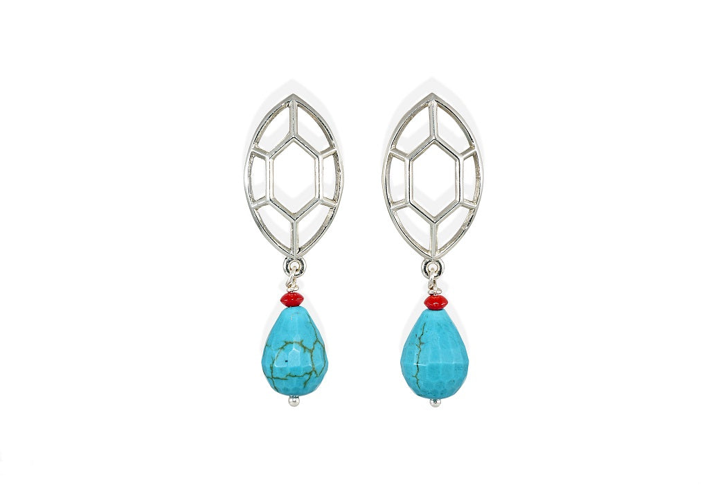 Navette drop | large silver earrings