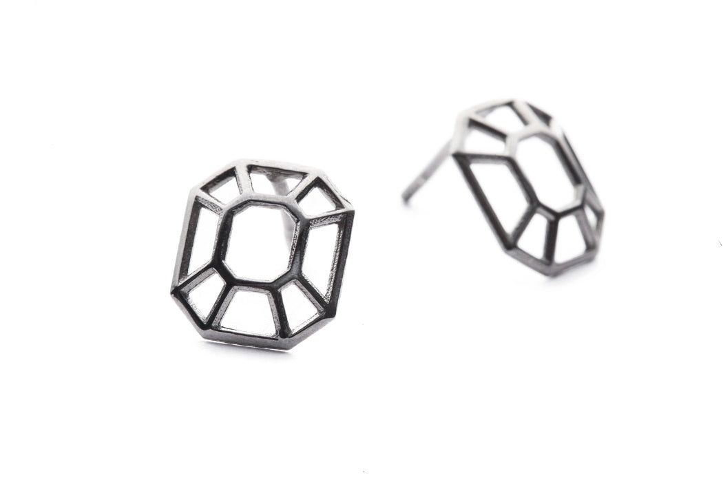 Emerald | large silver earrings