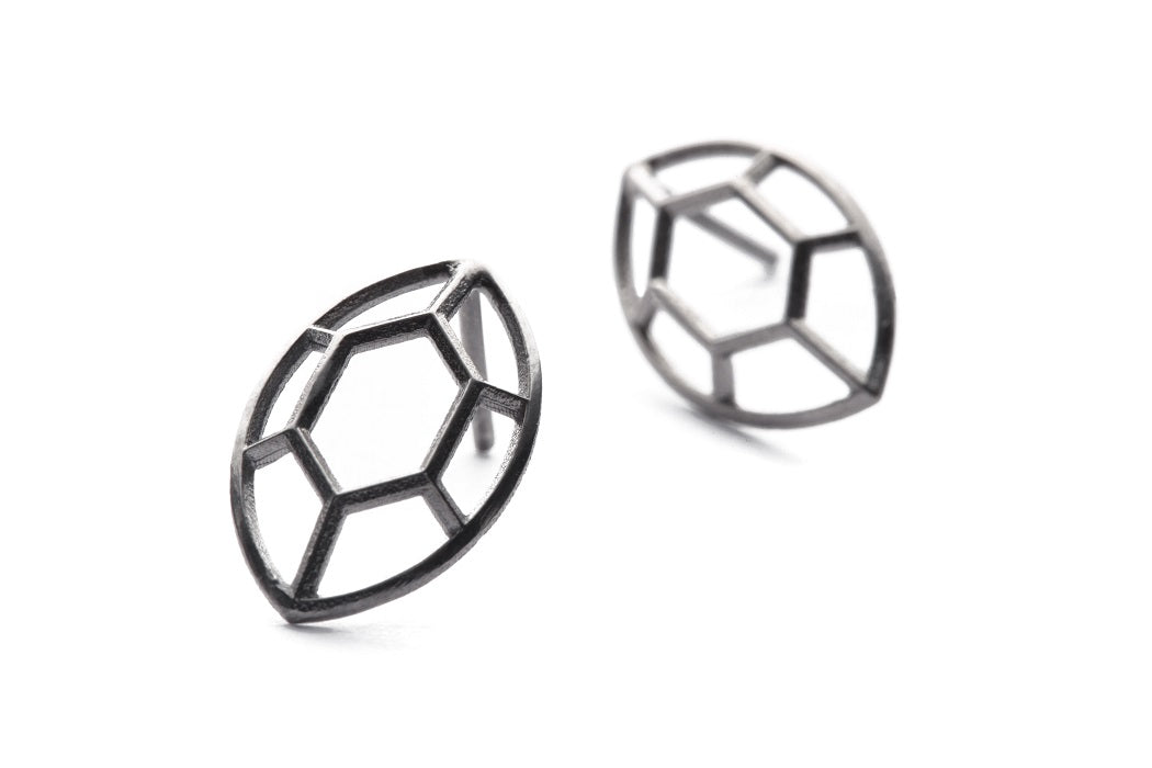 Navette | large rhodiumplated silver earrings
