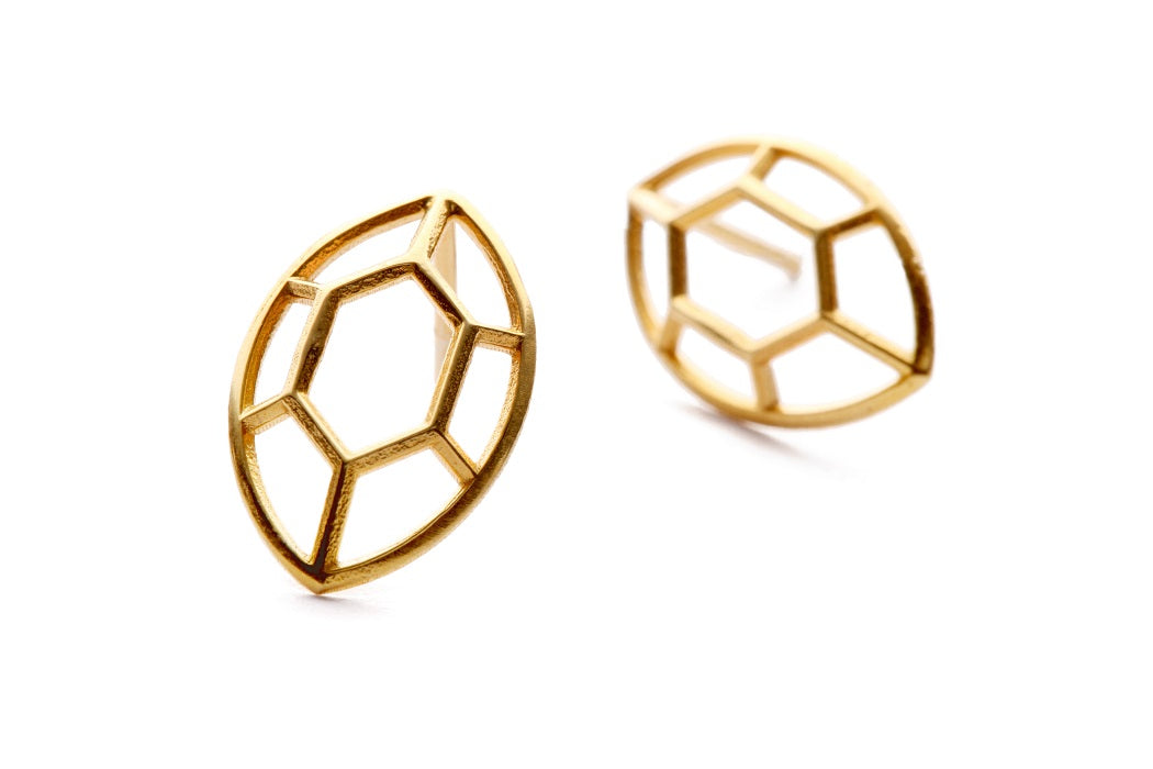 Navette | large goldplated silver earrings