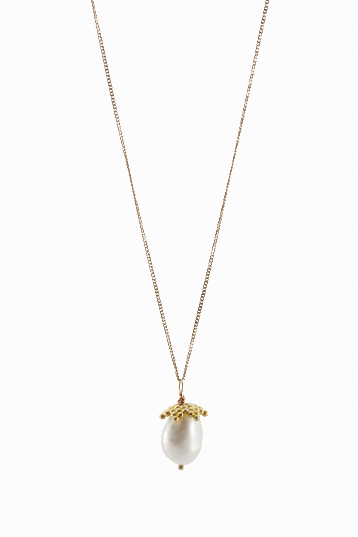 acorn pendant | goldplated silver white freshwater pearl