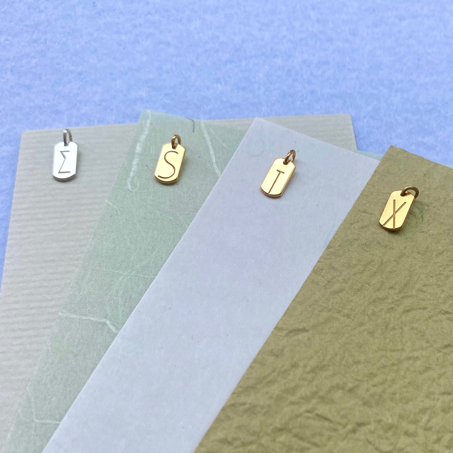 Monogram | tiny tag 18k gold plated vermeil pendant