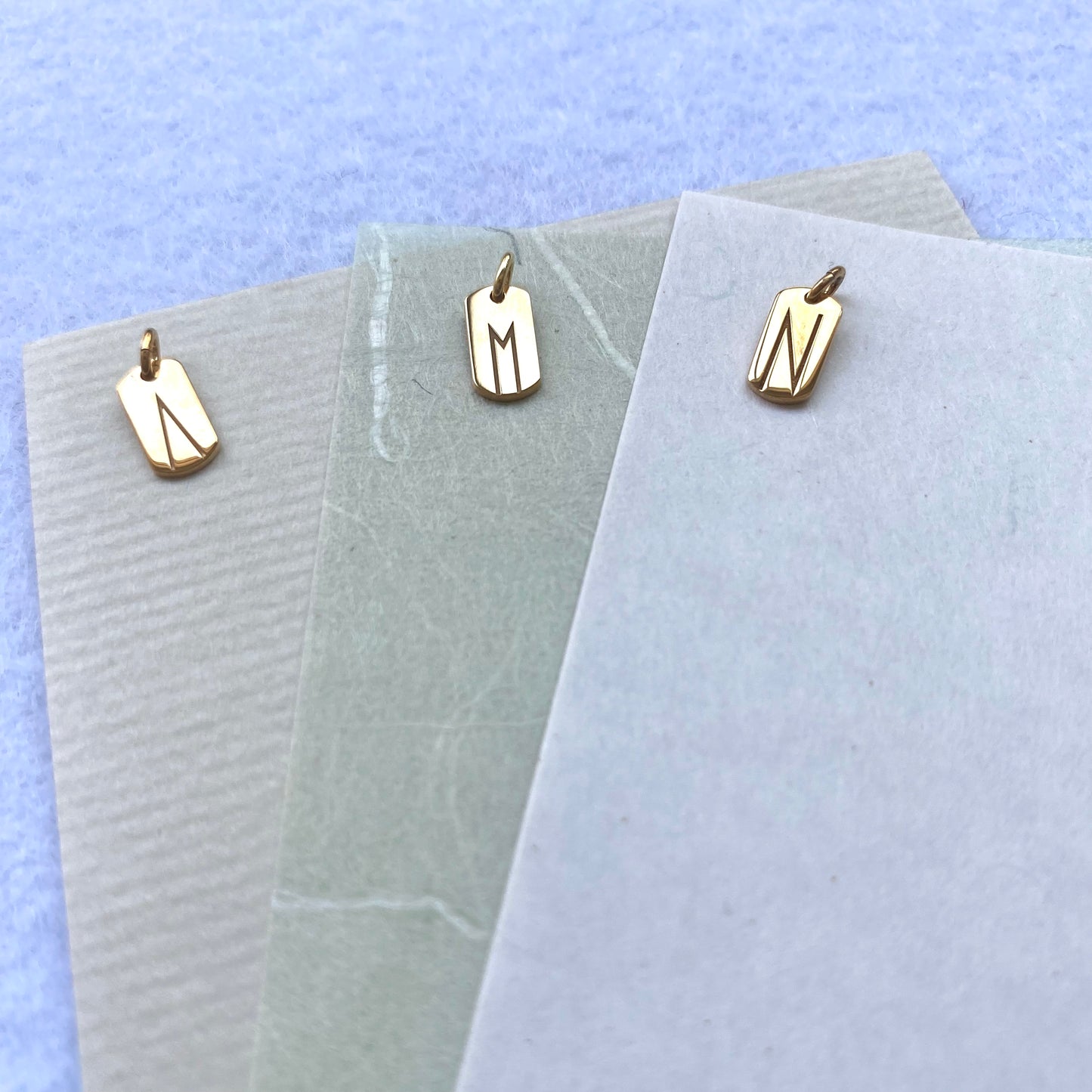 Monogram | tiny tag 18k gold plated vermeil pendant