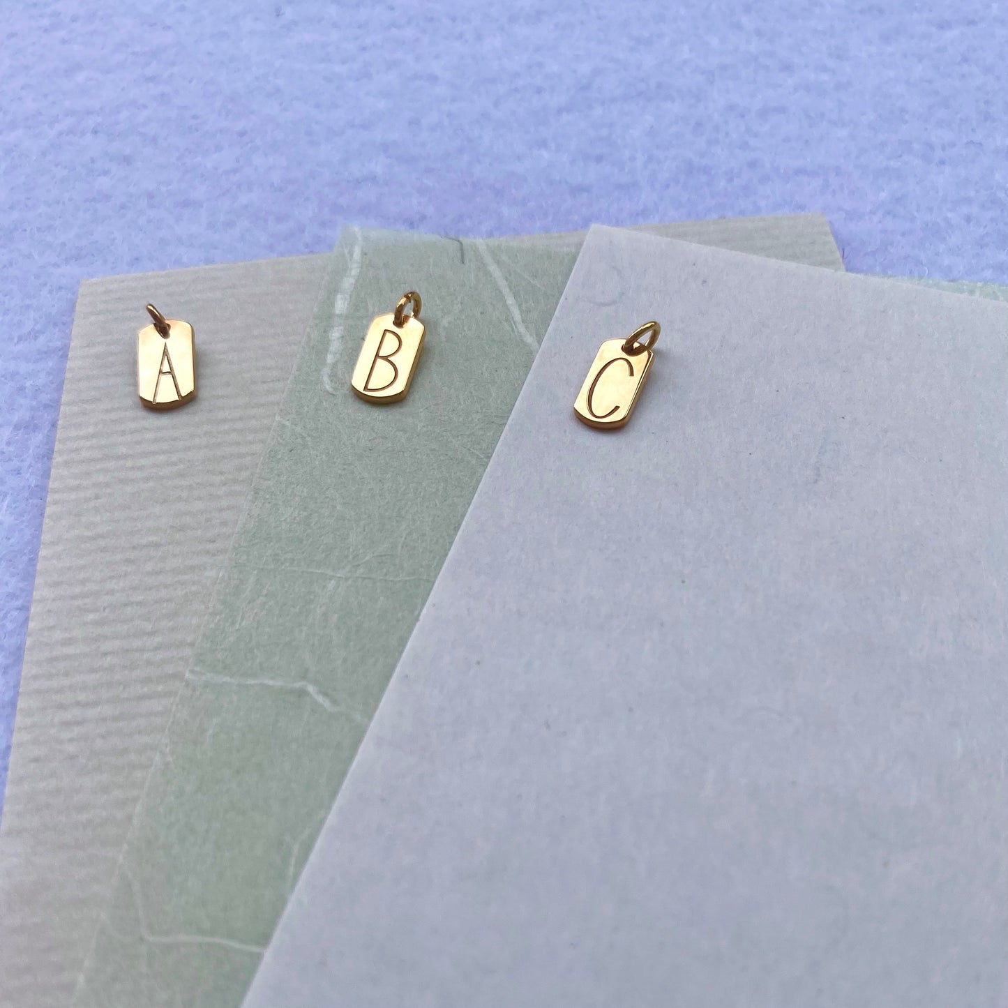 Monogram | tiny tag 18k gold plated vermeil pendant