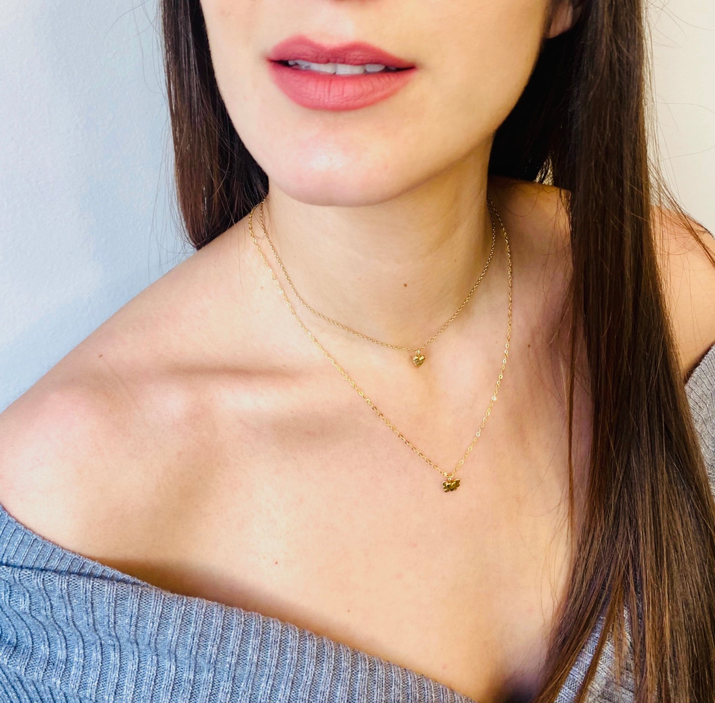 Tiny winged heart pendant | silver 22k goldplated