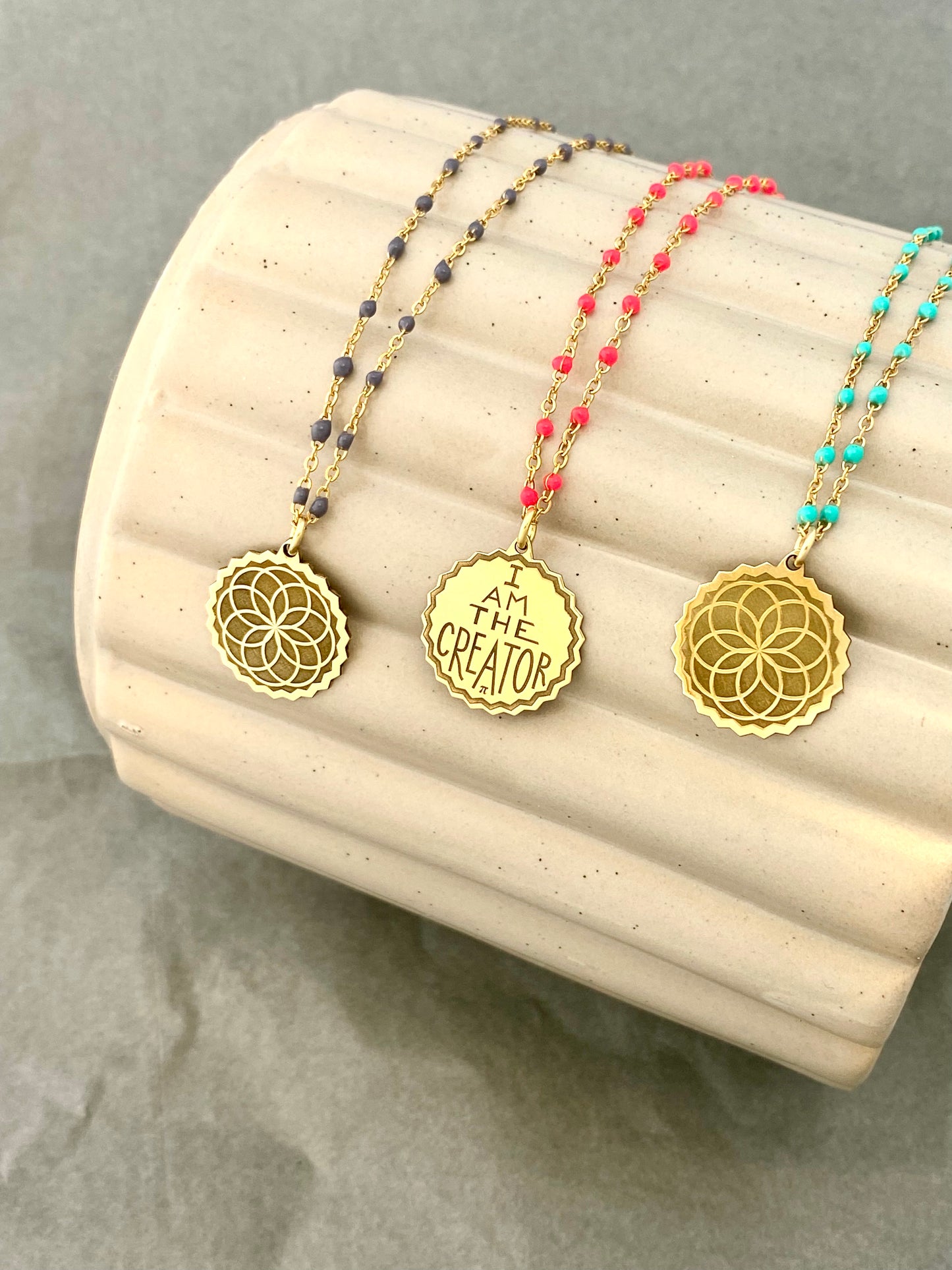 the creator | lucky charm 2023 | long brass pendant + colored chain