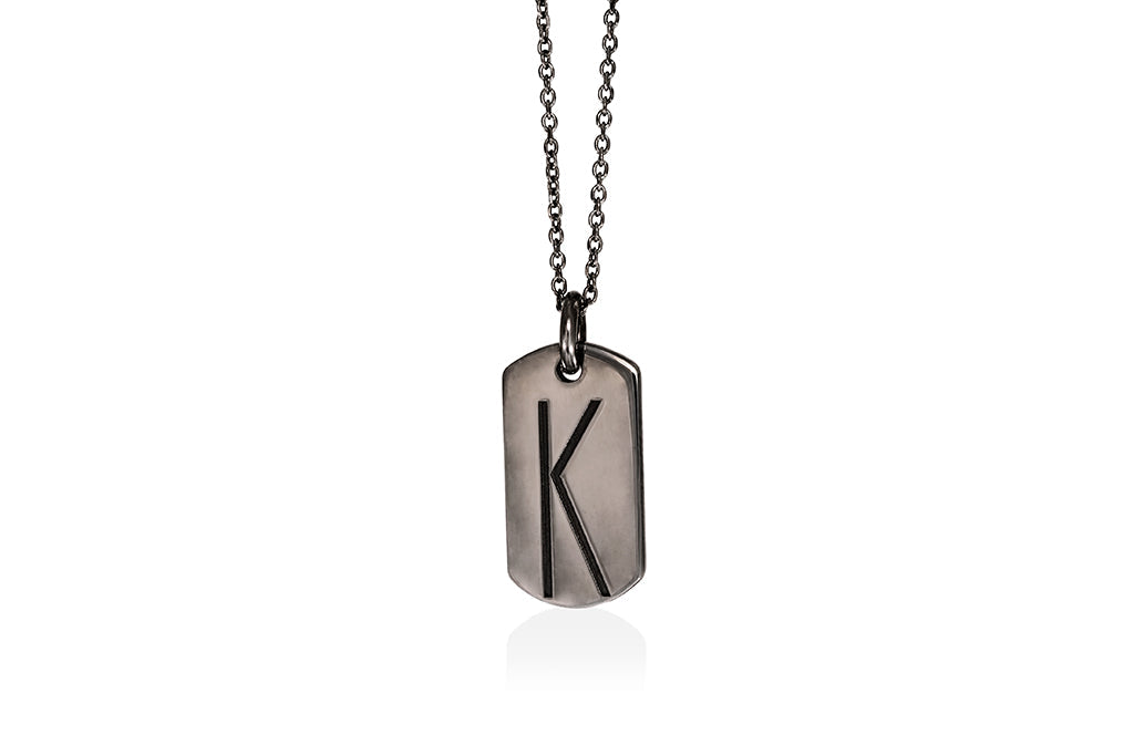 Monogram | tiny tag 18k gold plated vermeil pendant