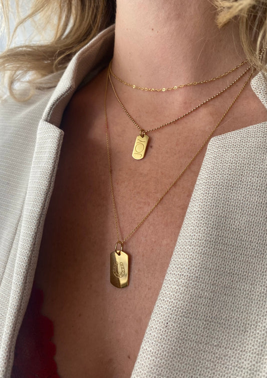JOY | mini tag 18k gold plated vermeil pendant