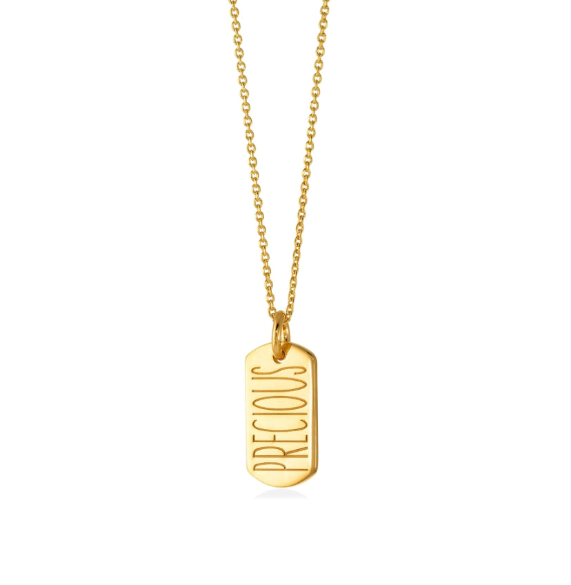PRECIOUS | mini tag 18k gold plated vermeil pendant