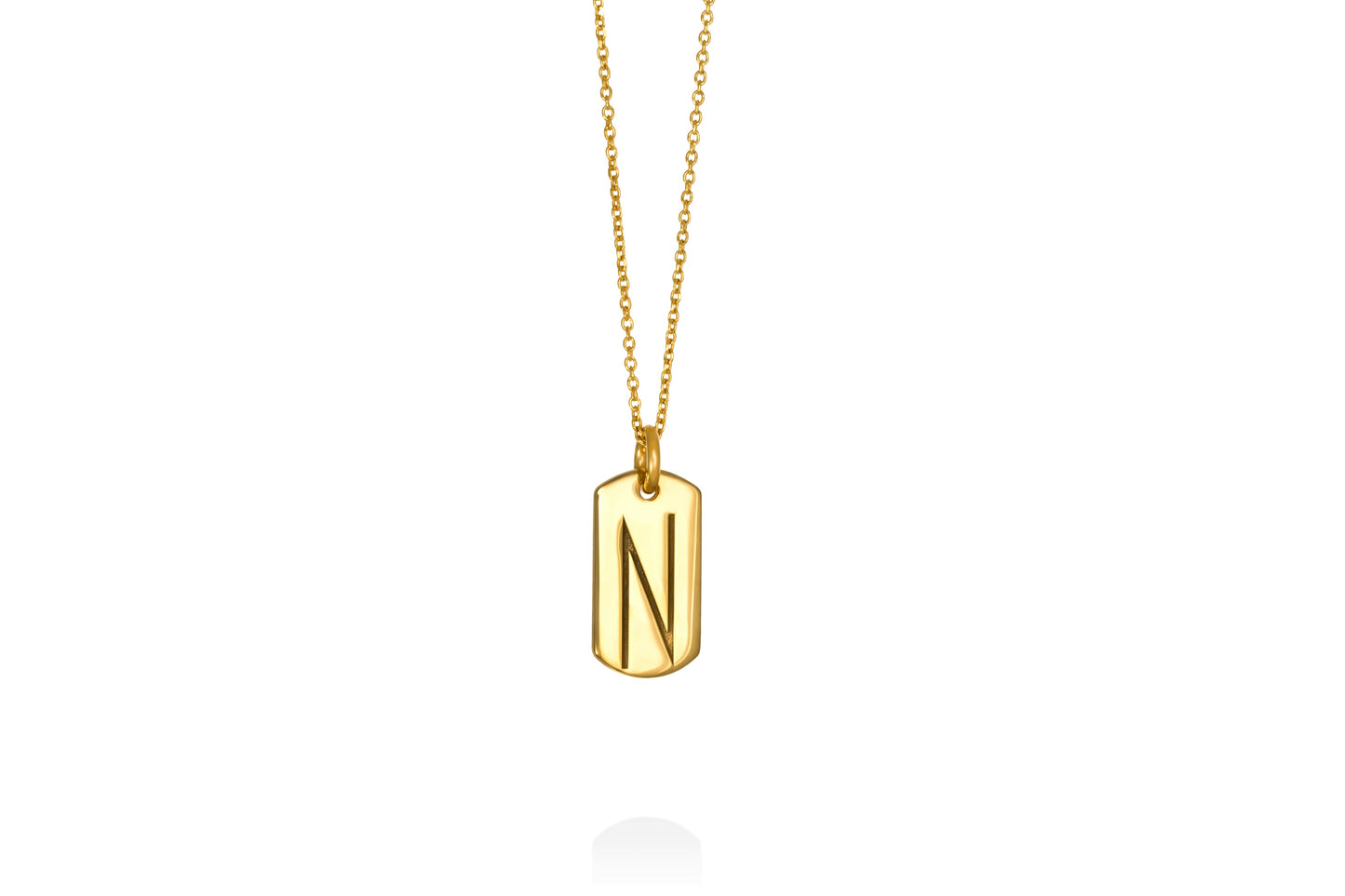 Monogram | tiny tag 18k gold plated vermeil pendant