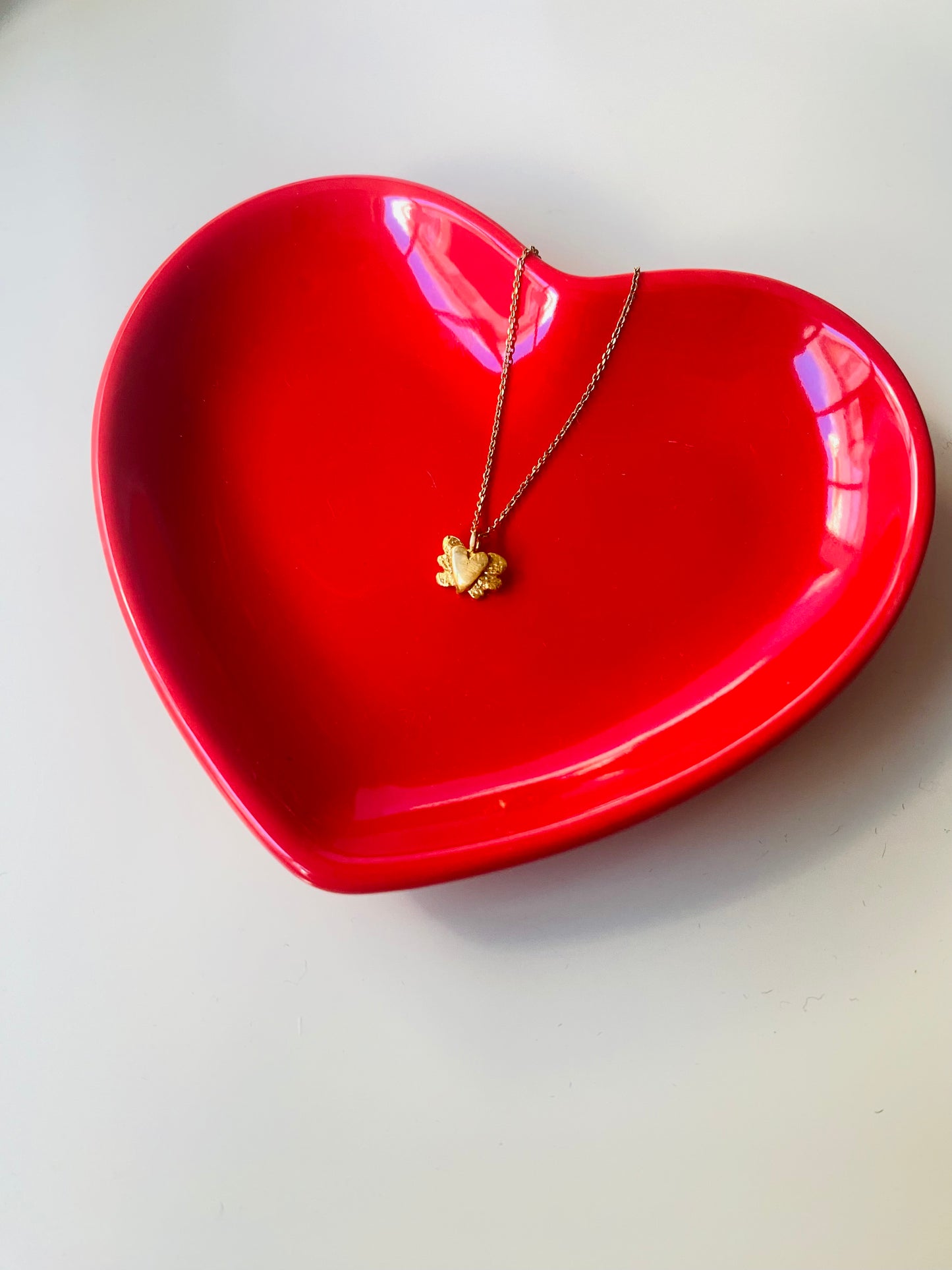 Tiny winged heart pendant | silver 22k goldplated