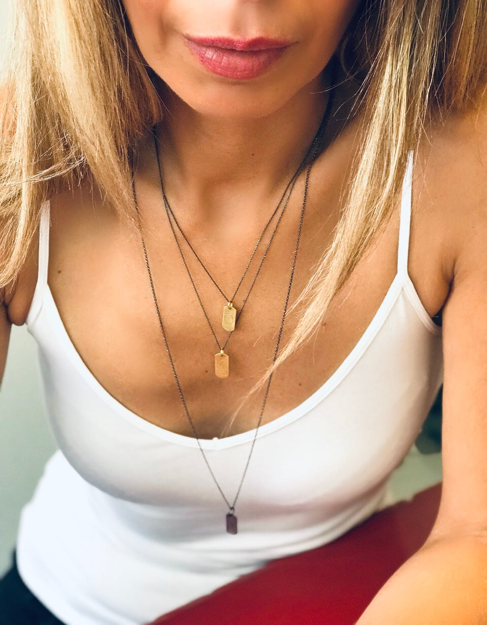 Monogram | mini tag 18k gold plated vermeil pendant