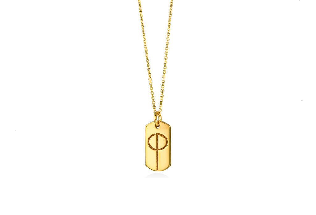 Monogram | tiny tag 18k gold plated vermeil pendant