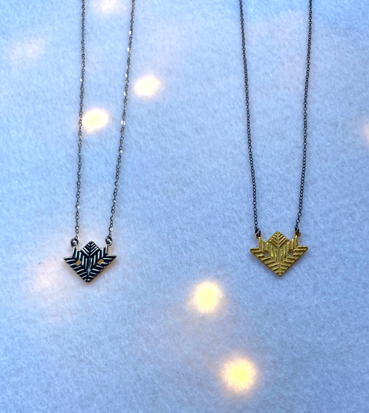 triangle velonies/stitches | silver pendant