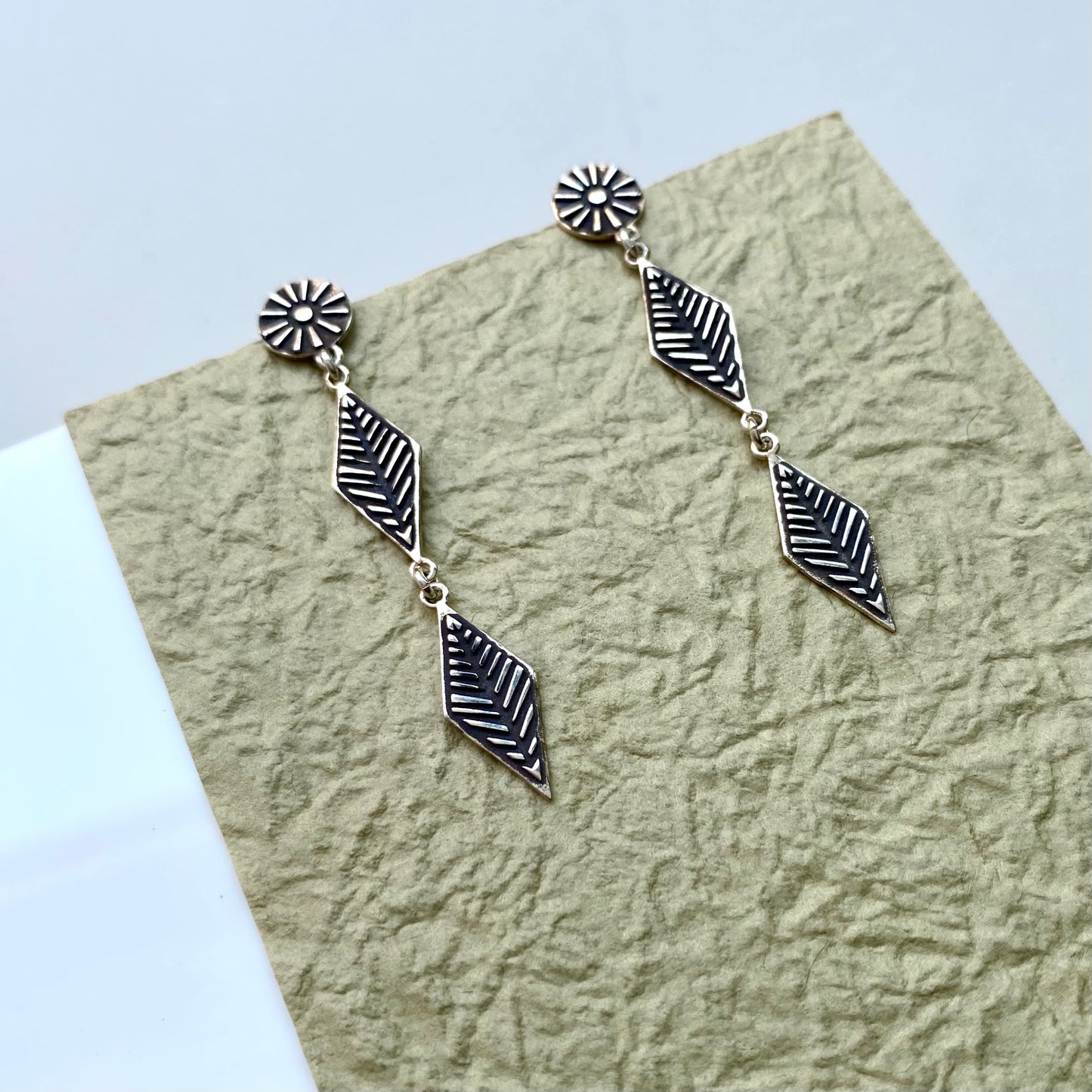Romvos velonies/stitches | long earrings silver or goldplated
