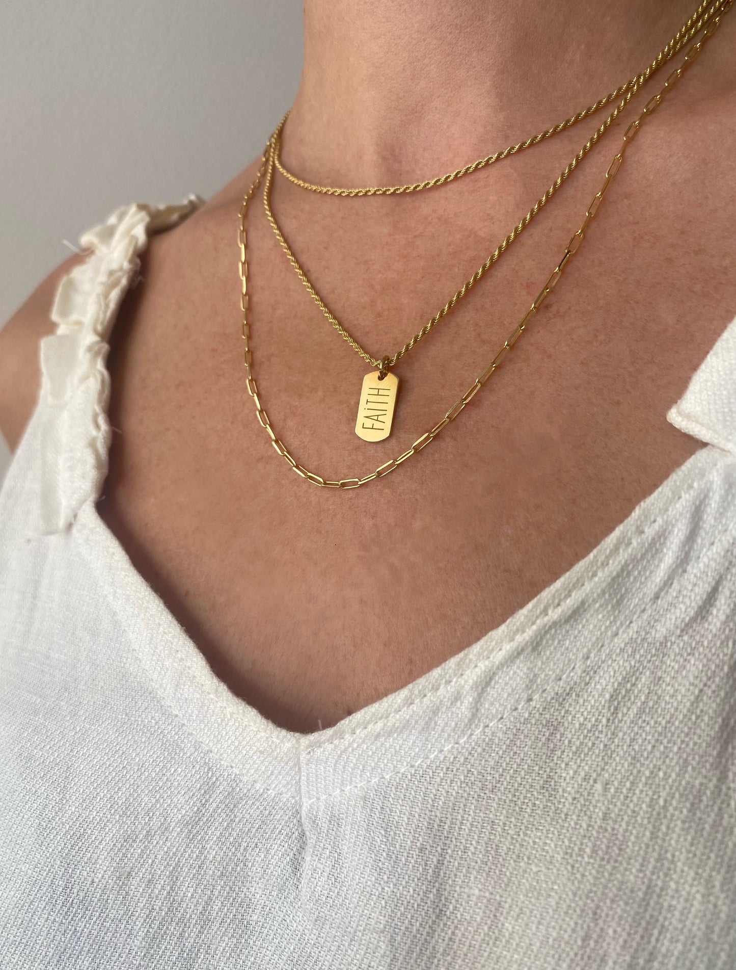 FAITH | mini tag 18k gold plated vermeil pendant