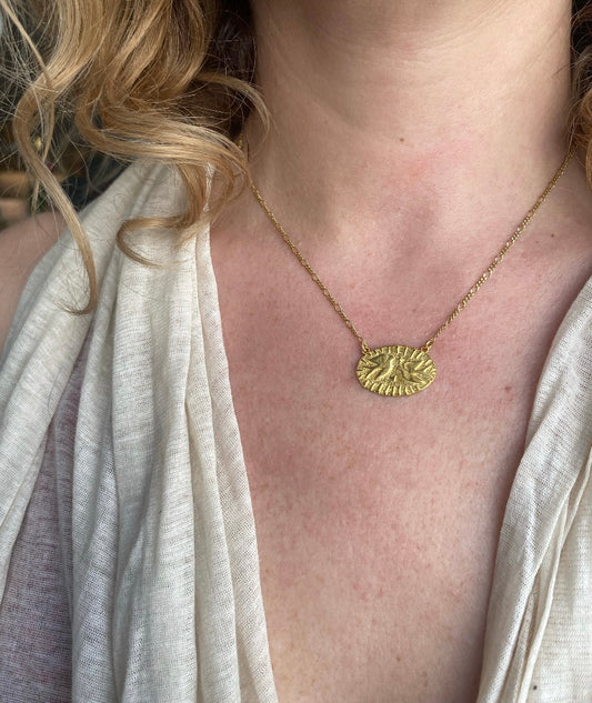 Birds velonies/stitches silver necklace