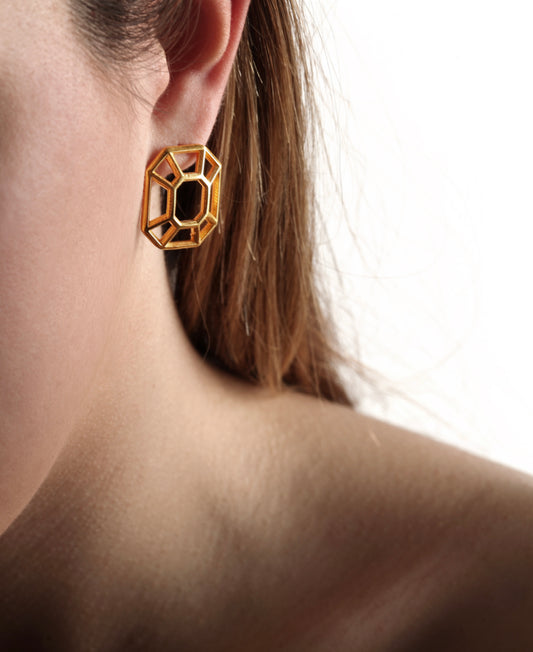 Emerald | large silver earrings