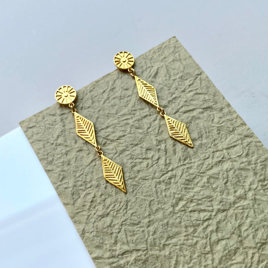 Romvos velonies/stitches | long earrings silver or goldplated