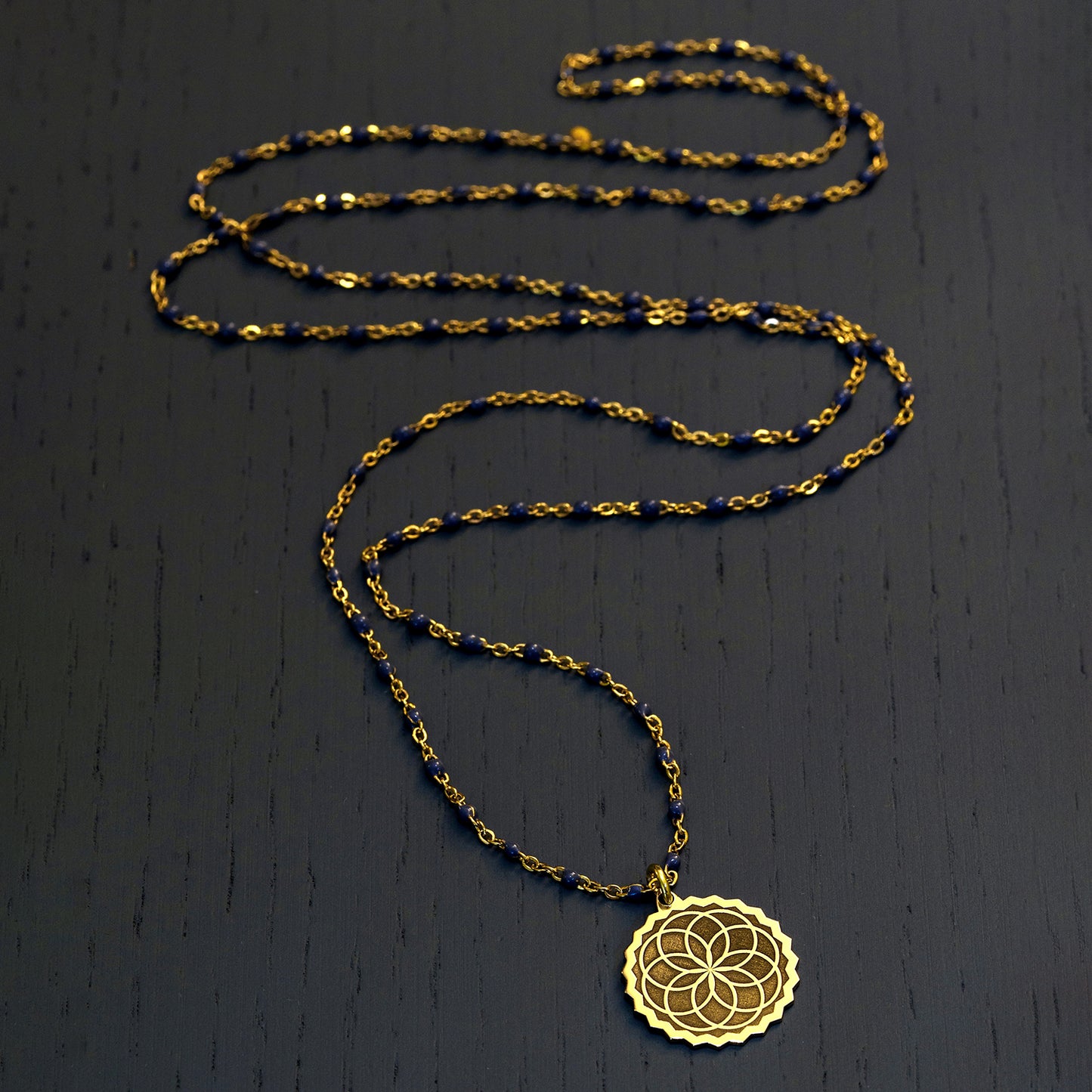 the creator | lucky charm | long brass pendant + colored chain