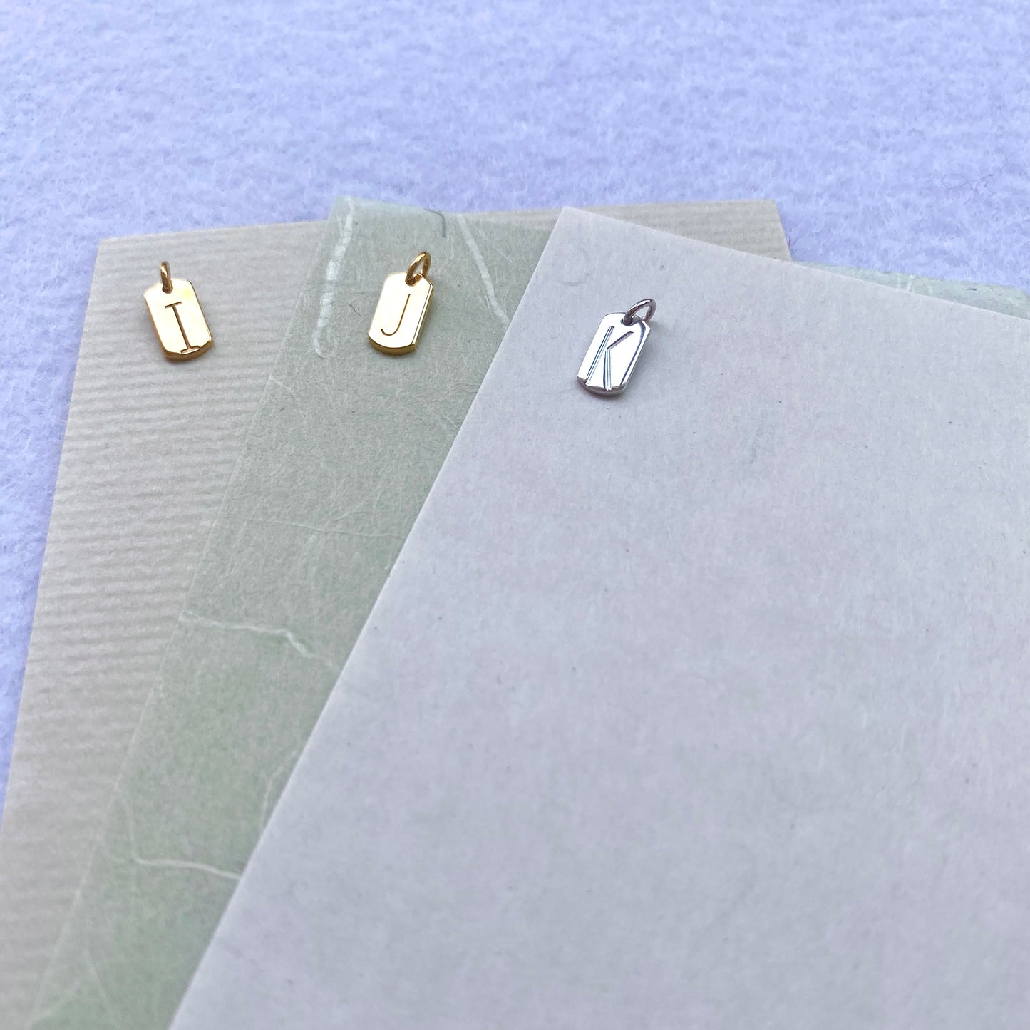 Monogram | tiny tag 18k gold plated vermeil pendant