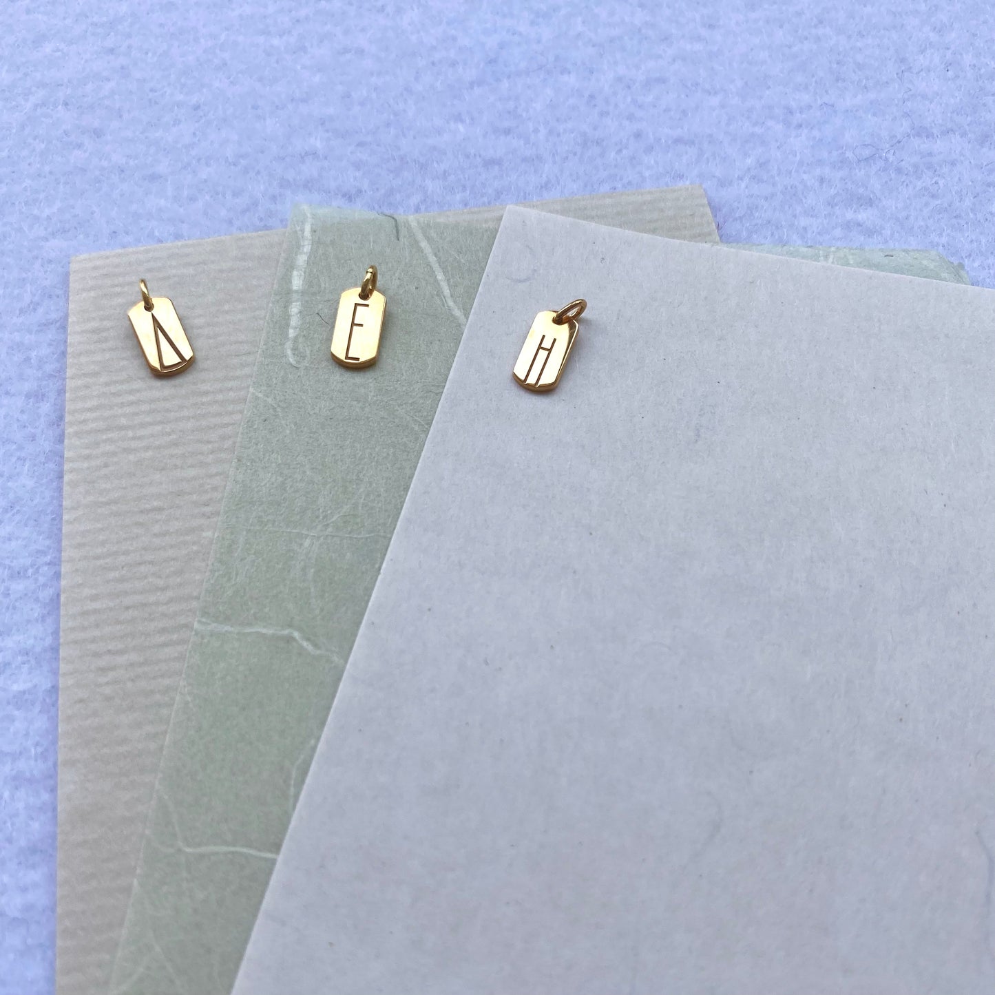 Monogram | tiny tag 18k gold plated vermeil pendant