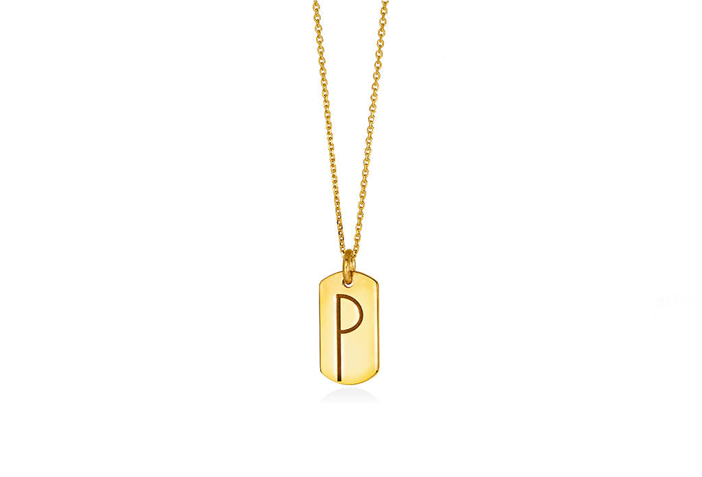 Monogram | tiny tag 18k gold plated vermeil pendant