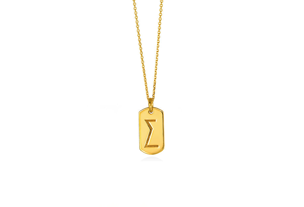 Monogram | tiny tag 18k gold plated vermeil pendant