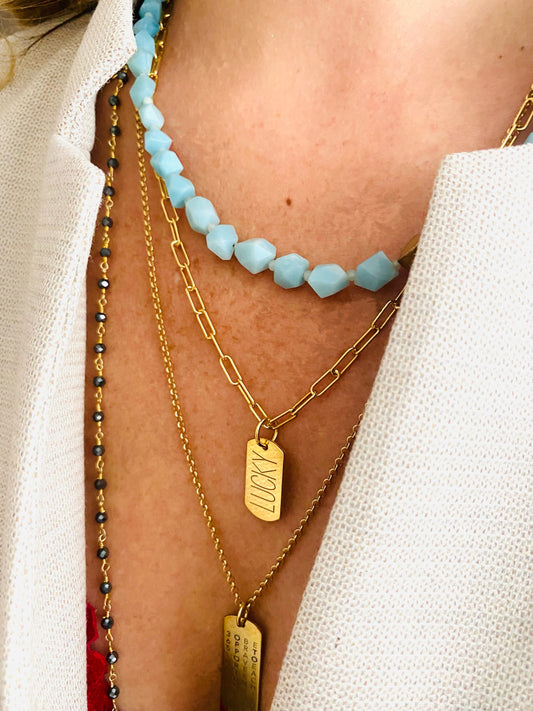 LUCKY | medium tag pendant