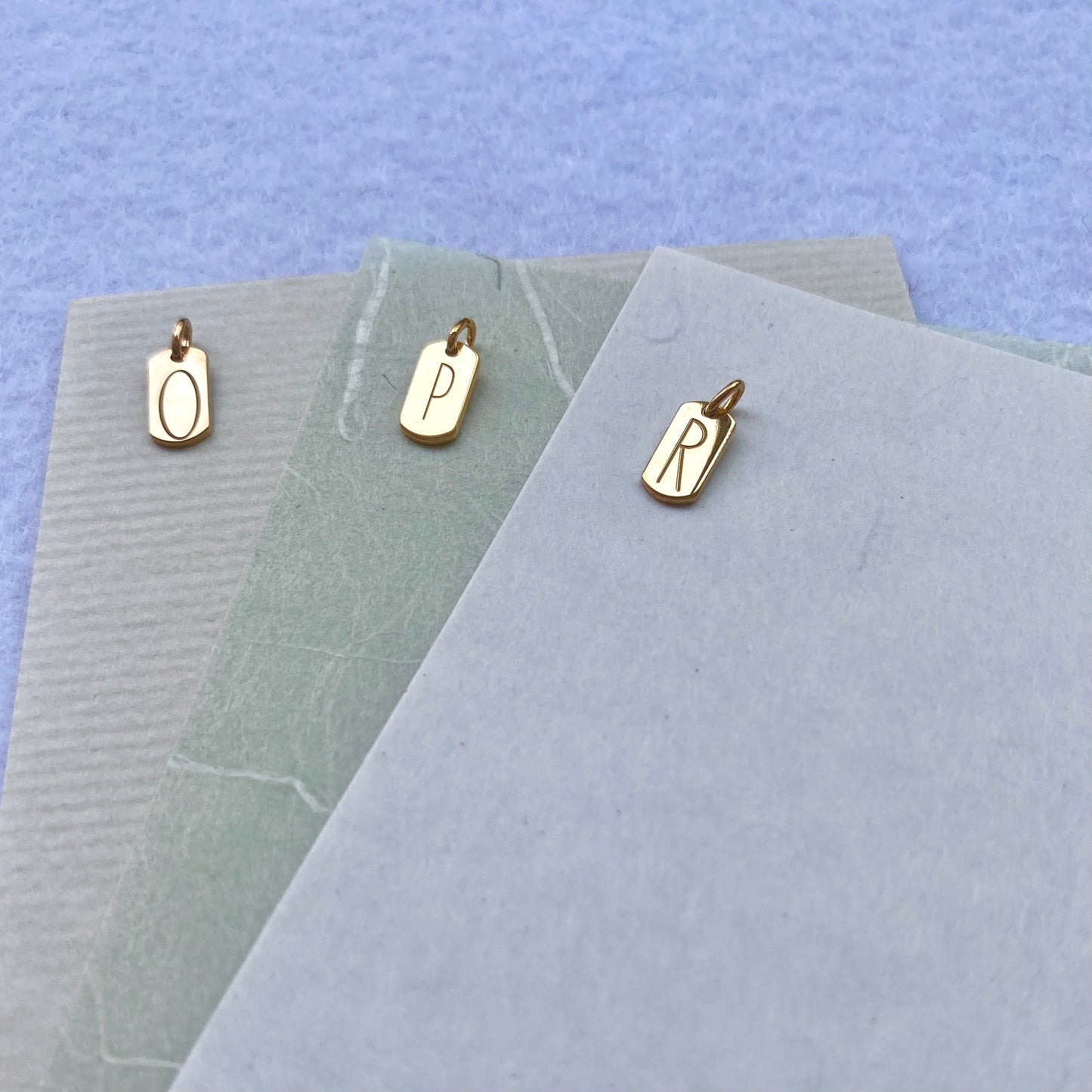 Monogram | tiny tag 18k gold plated vermeil pendant