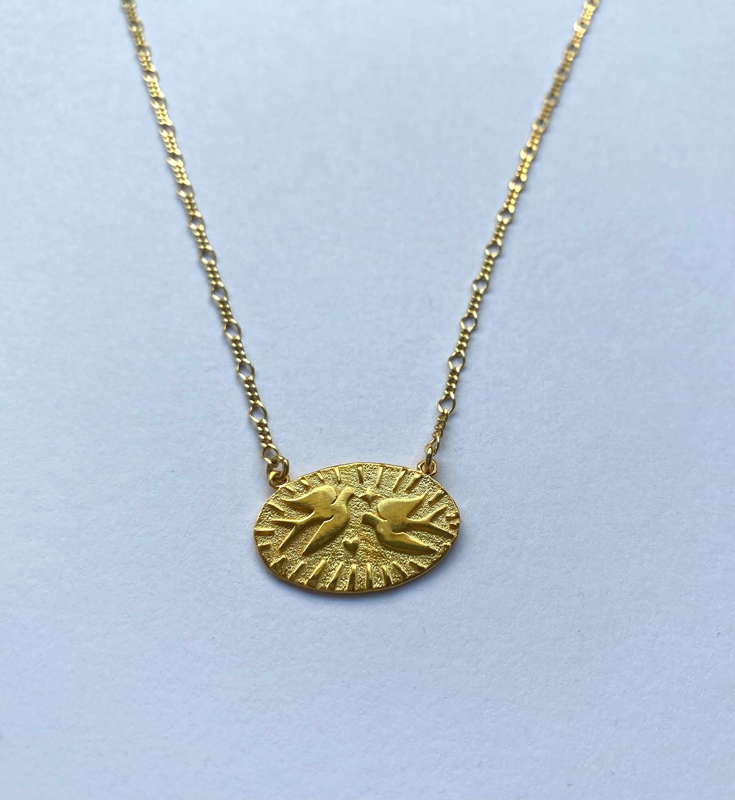 Birds velonies/stitches silver necklace