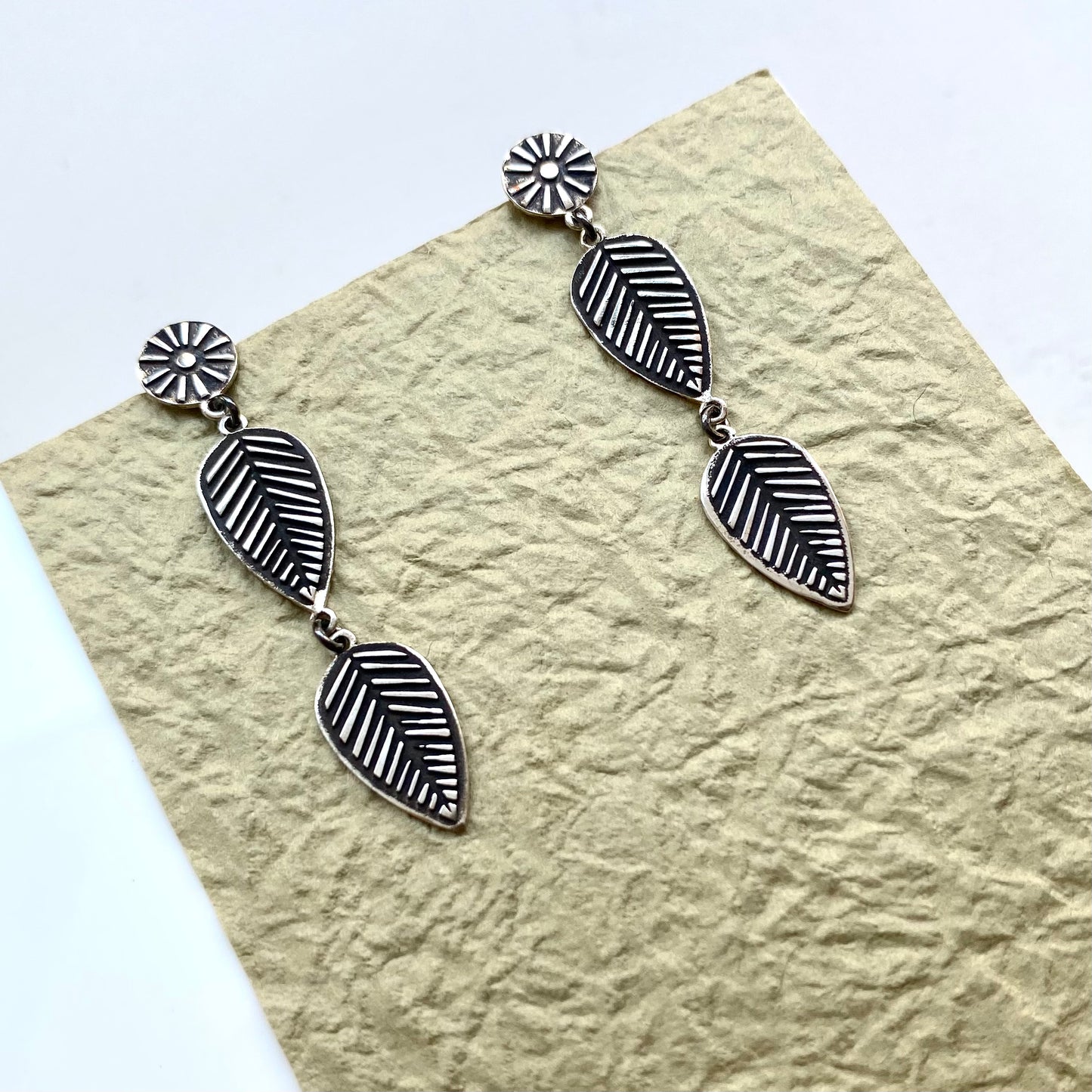 Fyllo velonies/stitches | long earrings silver or goldplated