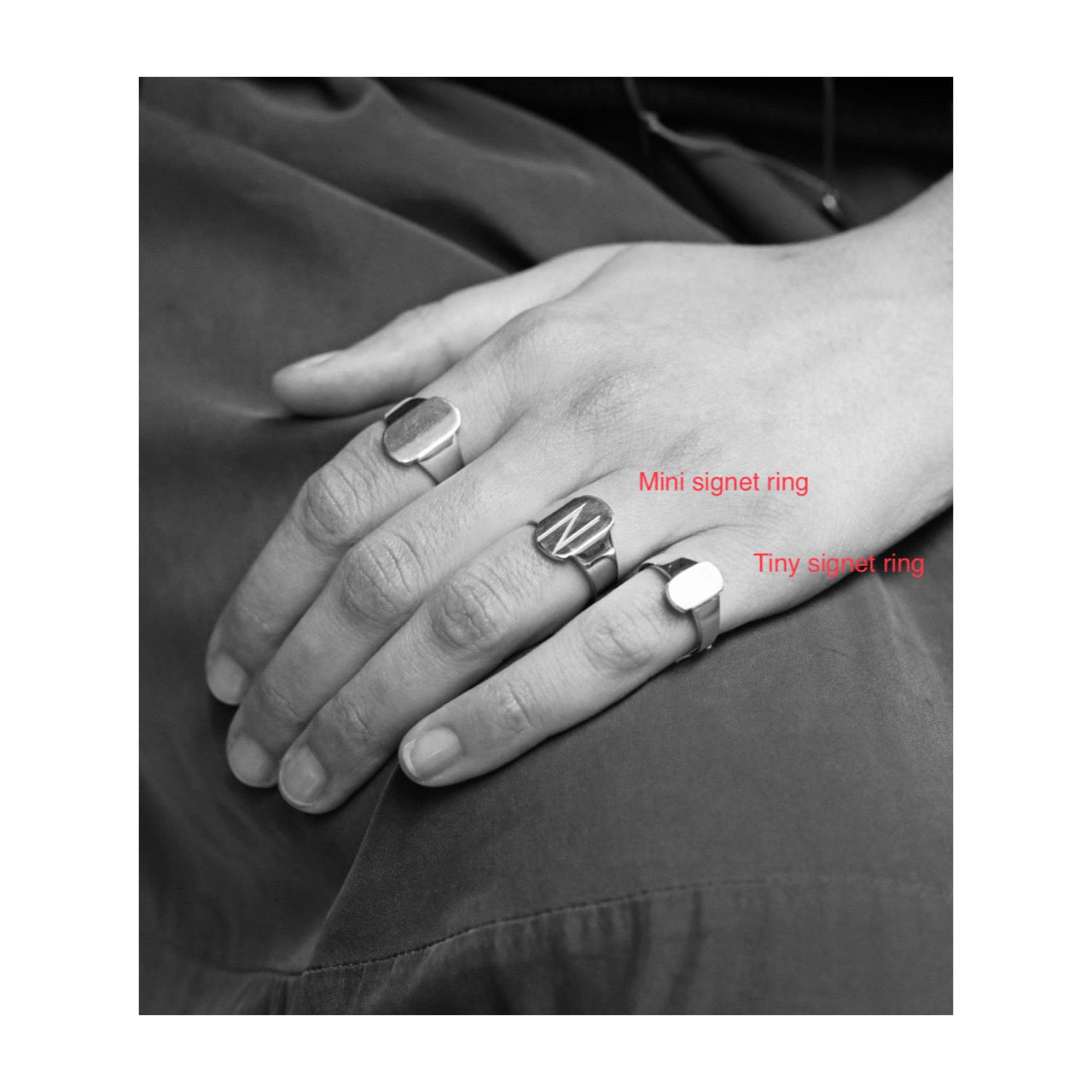 monogram signet ring mini | silver 925 tag ring