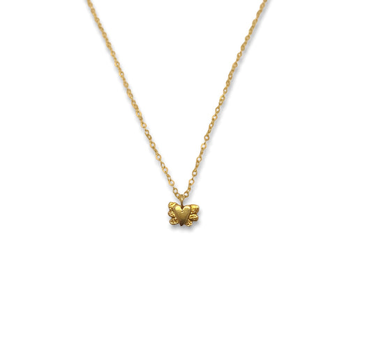 Tiny winged heart pendant | silver 22k goldplated