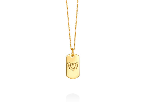 WINGED HEART | mini tag 18k gold plated vermeil pendant