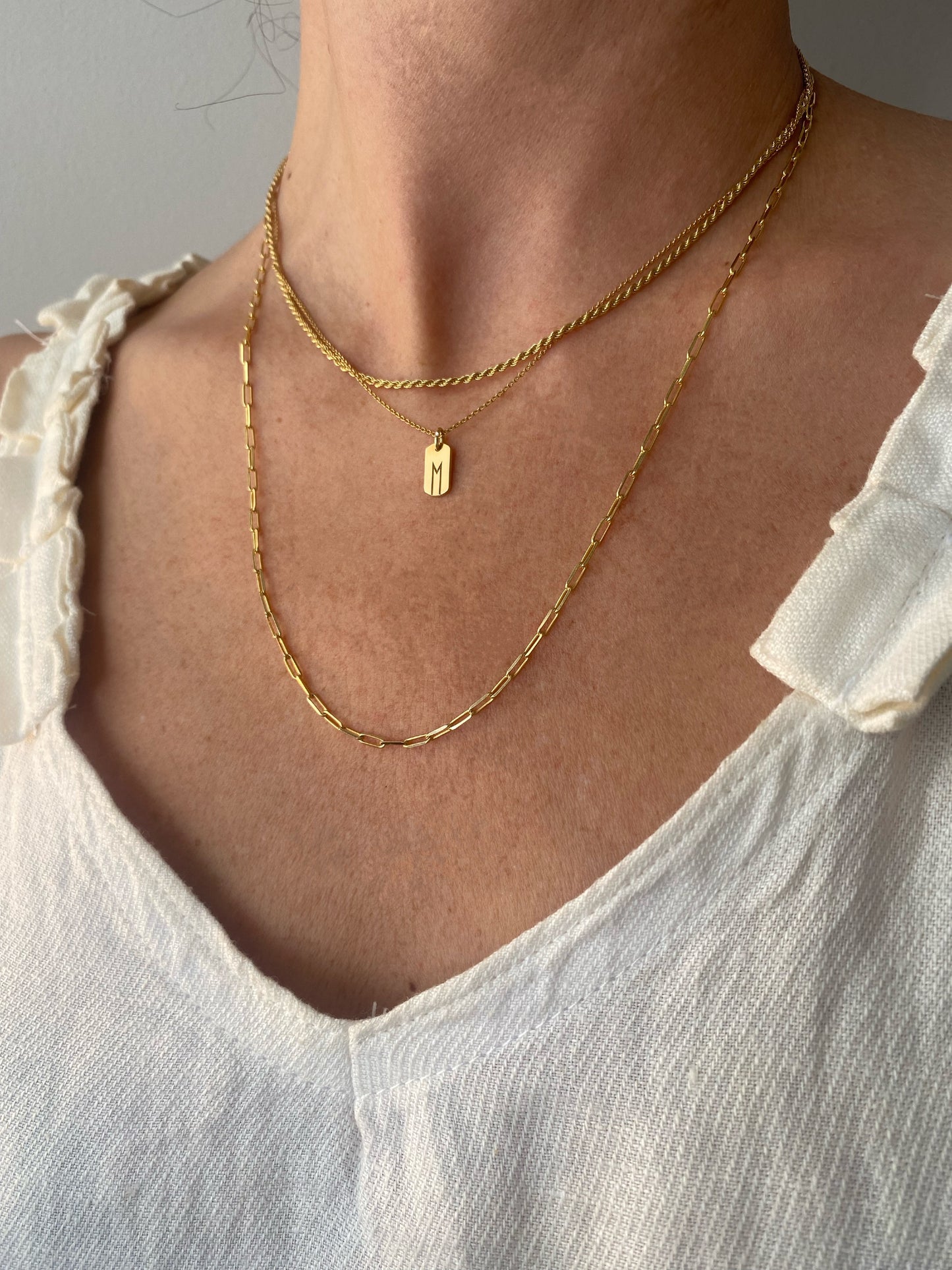 Monogram | tiny tag 18k gold plated vermeil pendant