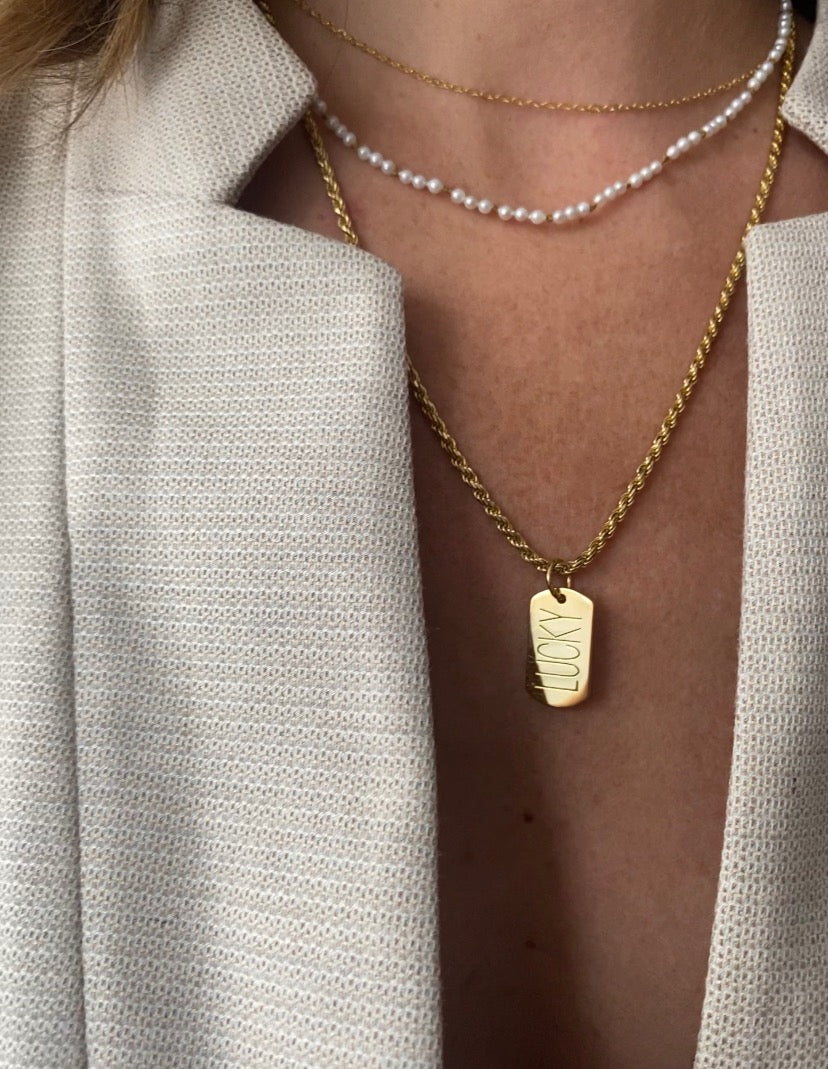 LUCKY | medium tag pendant