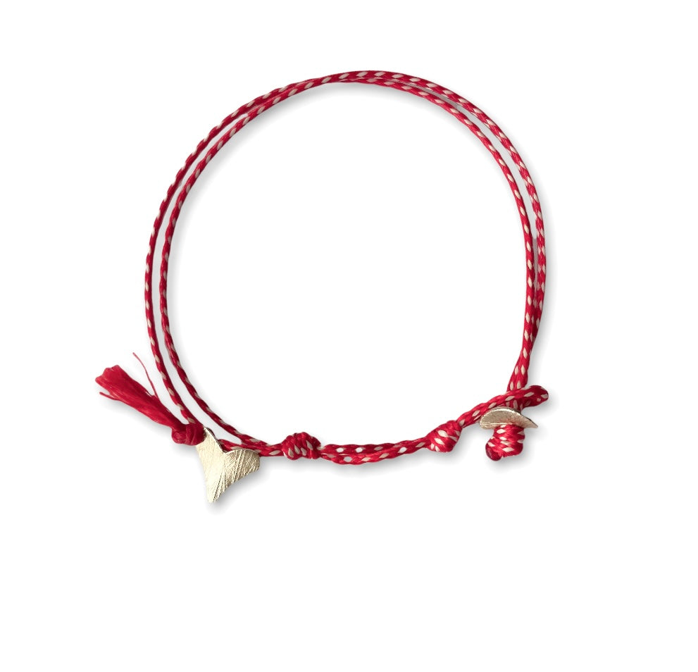 Spring textured heart bracelet | silver and thread