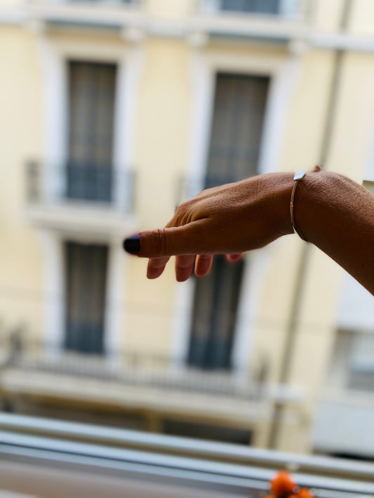 double tiny tag bracelet | silver cuff bracelet