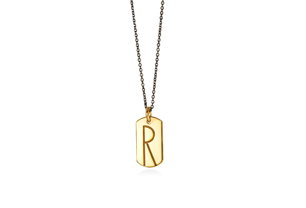 Monogram | tiny tag 18k gold plated vermeil pendant