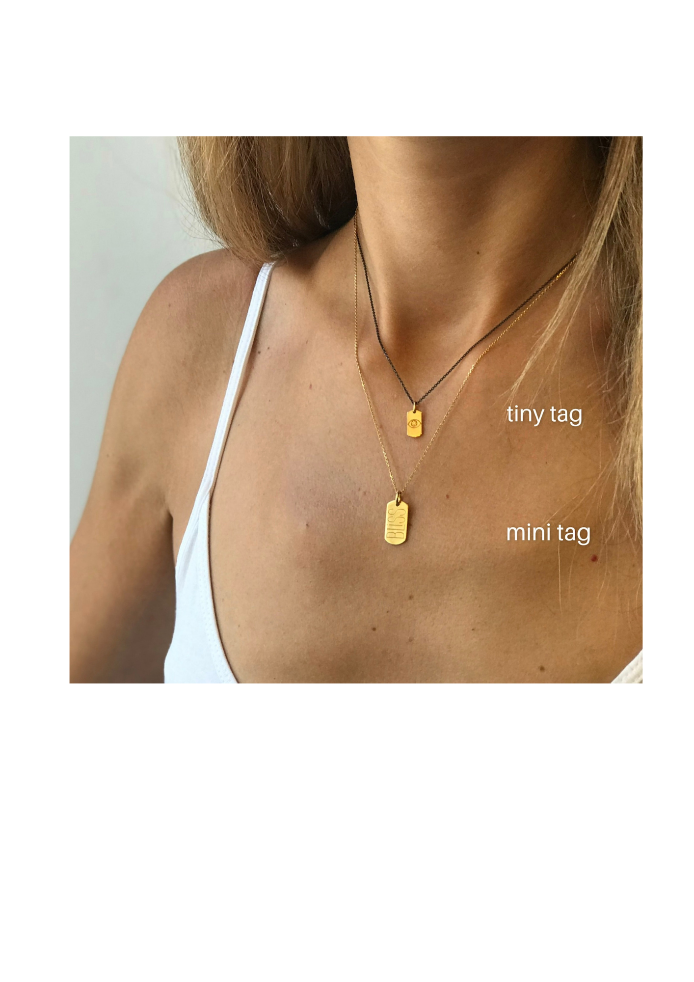 Monogram | tiny tag 18k gold plated vermeil pendant