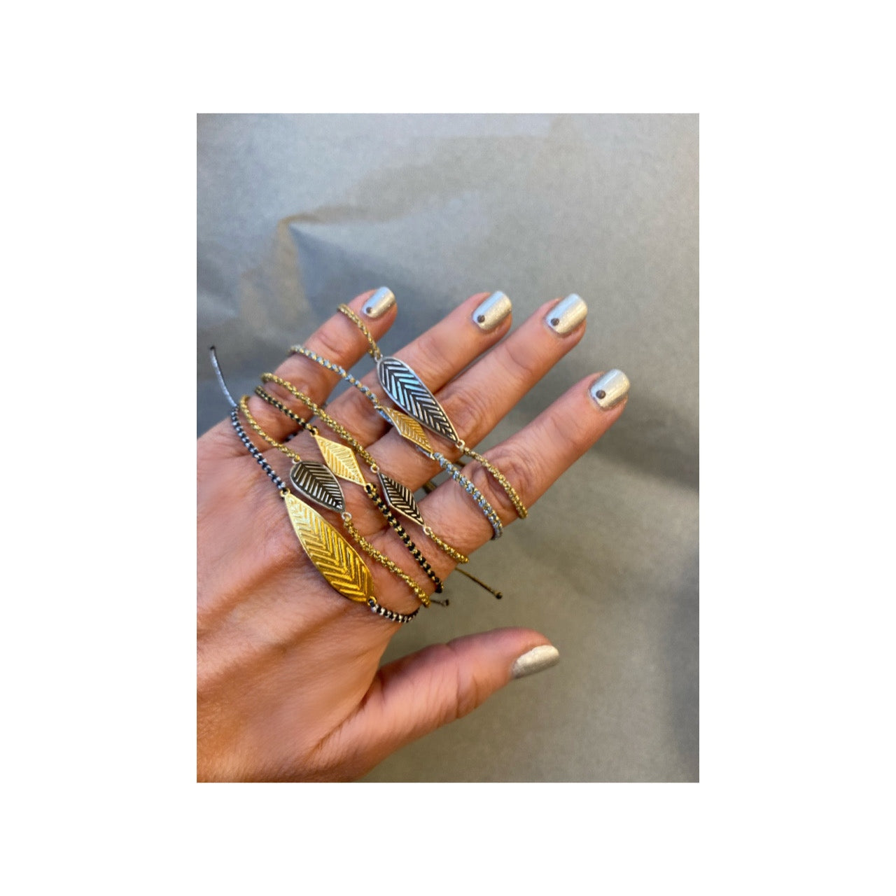 Fyllo large velonies/stitches collection | silver macrame bracelet
