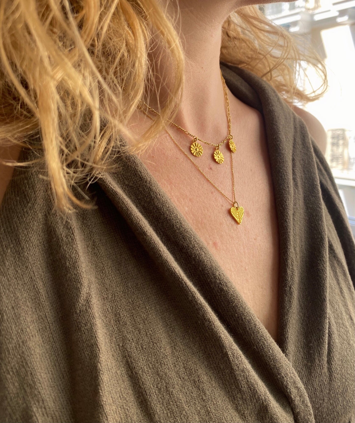 heart velonies/stitches | small silver pendant fine chain