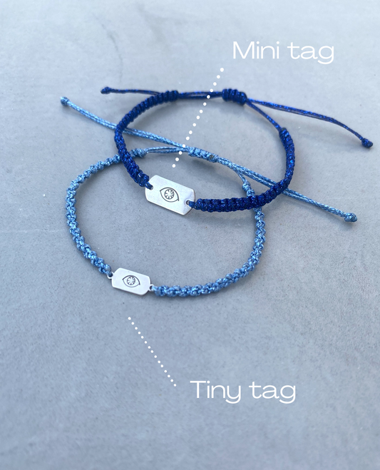 EYE tiny tag silver macramé bracelet