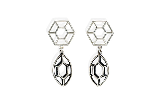Double Round Navette | silver earrings